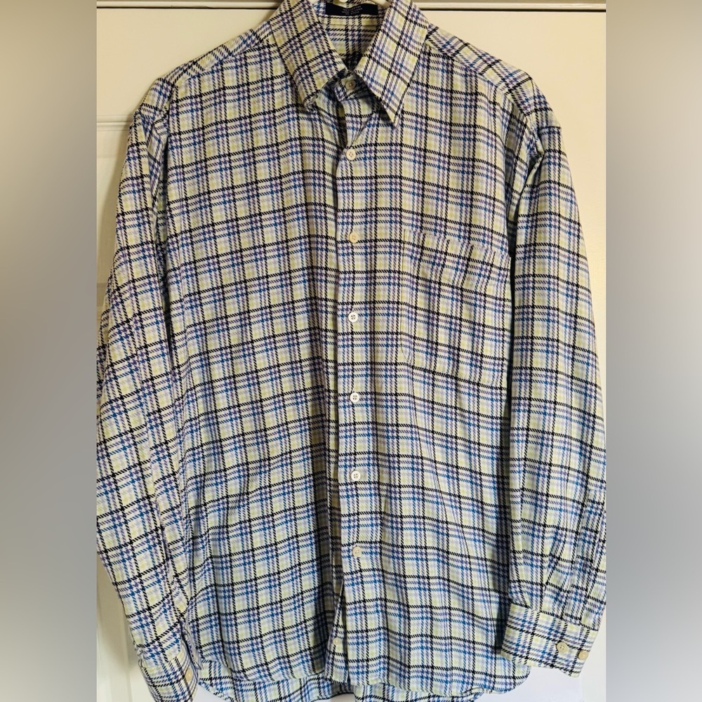 Alan Flusser Multicolored 100% Cotton Men’s M Long Sleeve Button Up Shirt